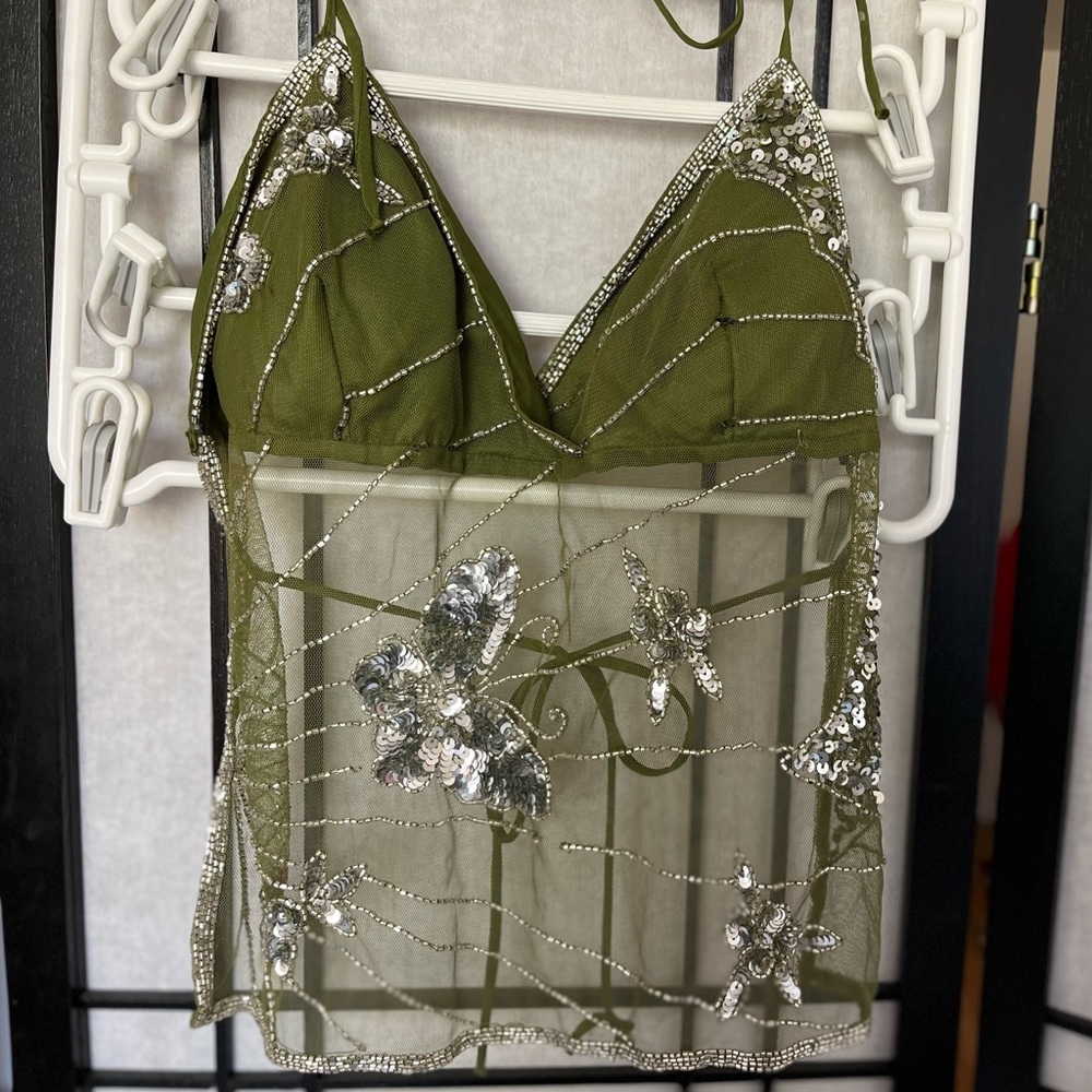 Y2K Sage green S Halter-top!